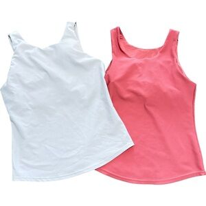 32 Degrees - 2  Cool Women's Ribbed Fitted Bra Tank, Slate Rose Pearl Blue Large